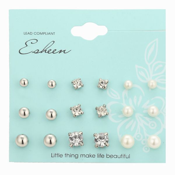 

earring artificial pearl ear nail suit rhinestone ear nail earrings pearl suit, Golden