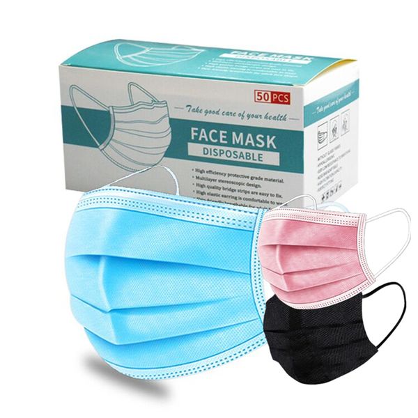 

быстрая доставка одноразовая маска mascherine маска для лица 3ply маски против пыли лица рот нетканые черная маска