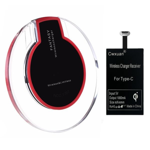 

cwxuan qi standard wireless charger and type-c charging receiver for mobile phone