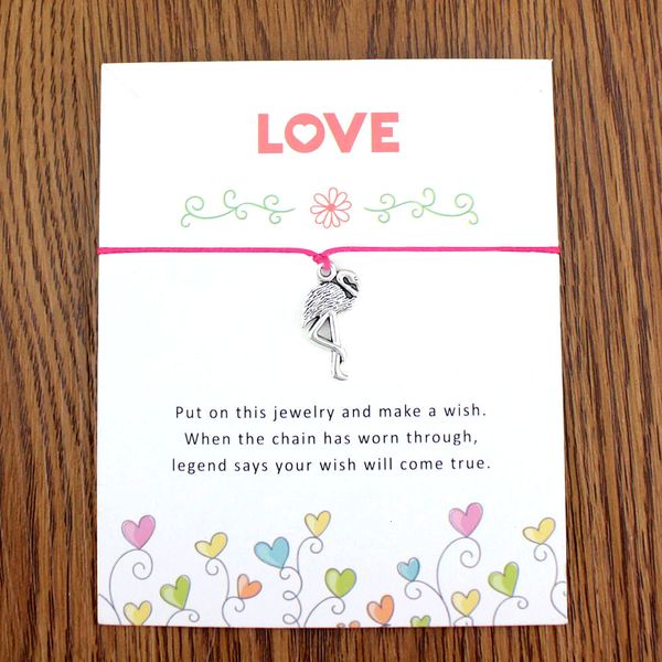 

flamingos unicorn horse animal love charm bracelets with card wax cords women men girl boy jewelry christmas gift, Golden;silver