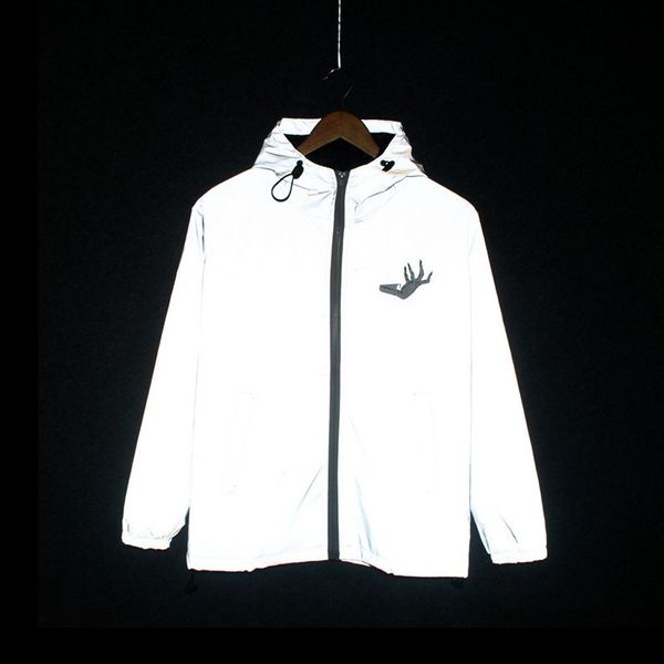 

chaquetas hombre reflective jacket men/women harajuku windbreaker jackets hooded streetwear coat winter jacket men, Black;brown