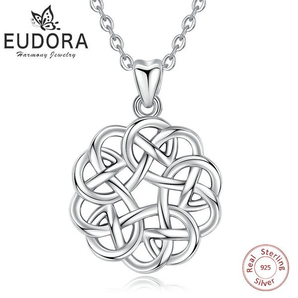 

eudora unique 925 sterling silver celtics love knot flower pendant necklace fashion women jewelry family girl birthday gift d256