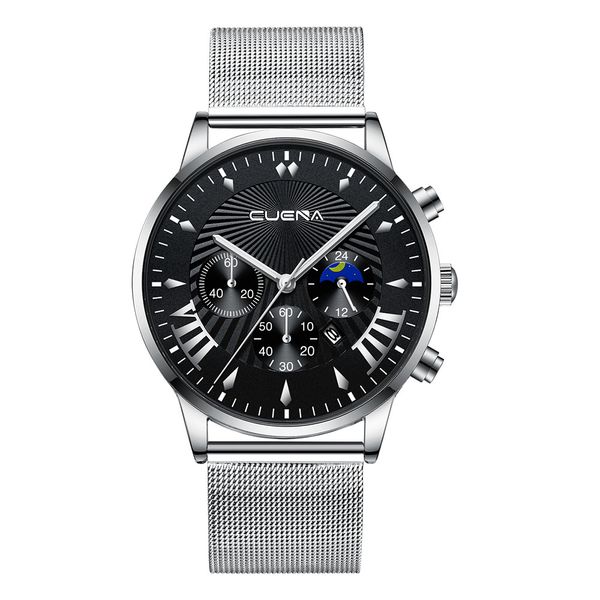 

2019 series classic dial luxury men quartz watches stainless steel magnetic net with calendar simple mechanical watch#bl5, Slivery;brown