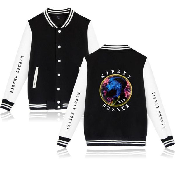 

mens hussle baseball nipsey jackets coats custom harajuku college plus baseball and size casual clothes men jackets fpris, Black