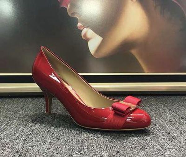 

brand new women girl fashion luxury designer heels pump flats patent leather with bow womens bridal wedding casual flat shoes 34-40 l26, Black