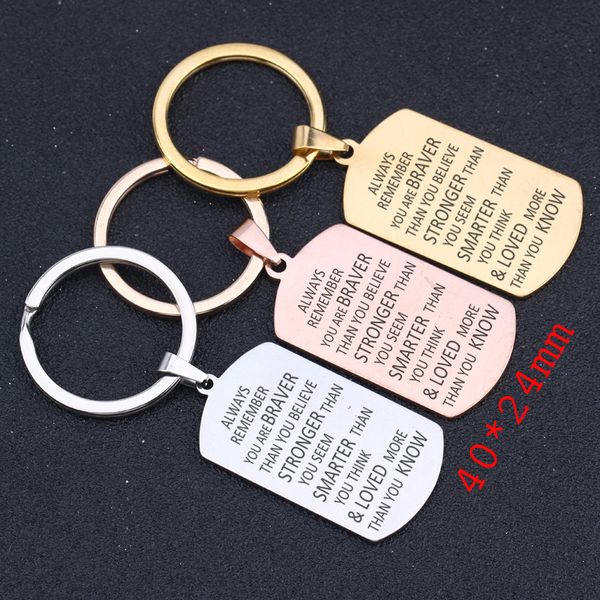 

always remember you are braver than you believe stronger than seem smarter think inspire keychain gift, Silver