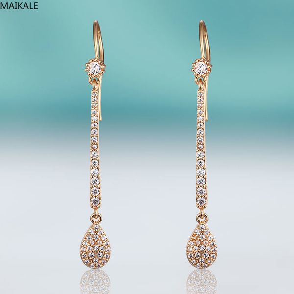 

fashion- classic water drop dangle earrings for women copper cubic zirconia gold long earrings fashion fine jewelry party to gift, Silver