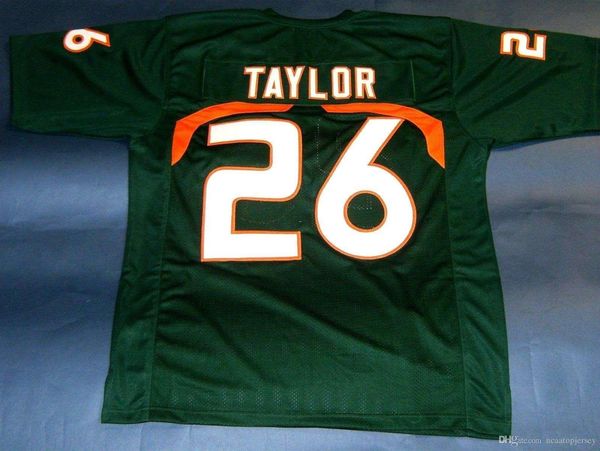 

retro #26 sean taylor custom university of hurricanes jersey green mens stitching college size s-5xl football jerseys ncaa, Black;red
