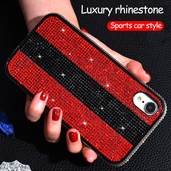 

for iphone 11promax 11pro 11 xsmax xr xs 8p 8 6s 6sp luxury rhinestone phone case color matching border drill phone case