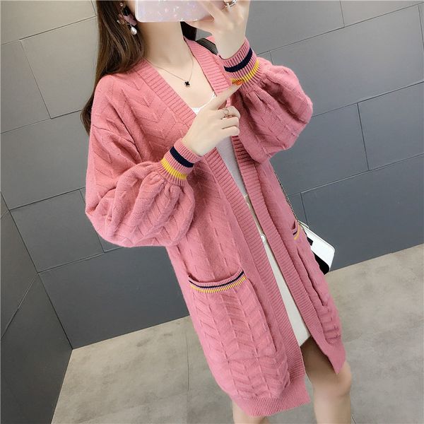 

2019 new women winter long cardigan sweaters female loose oversized jackets knitted autumn fashion sweater cardigans for girls, Black;brown
