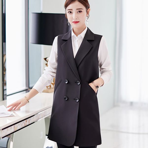 

spring and summer new korean version of sleeveless was thin vest vest small suit jacket vest and long sections womens, White;black