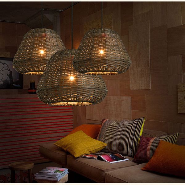 Vintage Southeast Asian Style Rattan Pendant Light Weaving Ceiling