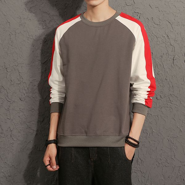 

мужская дизайнерская толстовка лето круглый вырез футболка мужская с длинным рукавом тренд цвет соответствия пуловер мужской свитер футболка, Black