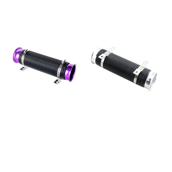 

2pcs universal cold air intake pipe hose pipe inlet (purple + silver