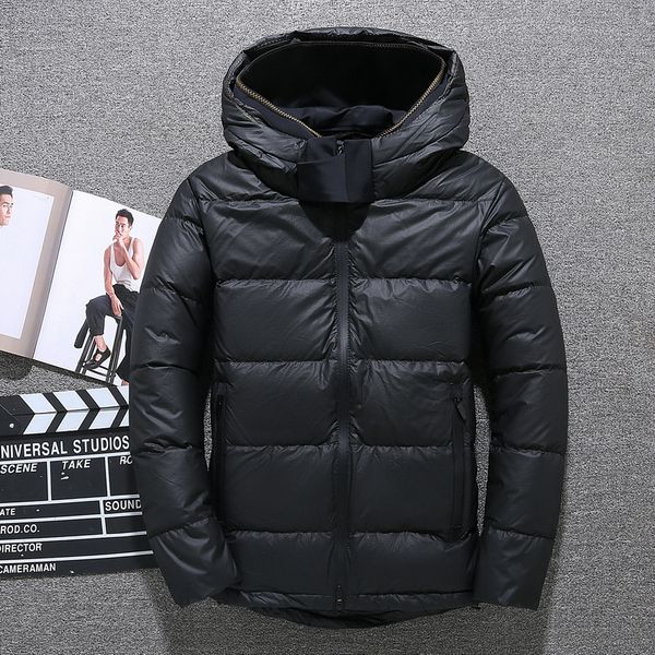 

2019 men winter jacket warm windproof hood mens polyester coat warm men parkas parka casual outerwear minus, Black