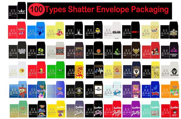 

100 types shatter paper envelope packaging assorted strain slim shatter packs wax concentrate packaging sd card custom coin packs