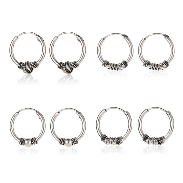 

16mm antique silver knotted small hoop earrings for women men cute round hoop earring fashion brincos oorbellen ethnic jewelry, Golden;silver