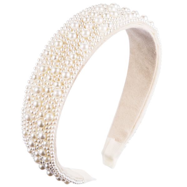 

hair accessories baroque simulated pearl headband for lady hand made white full hoop bridal wedding party tiara crown