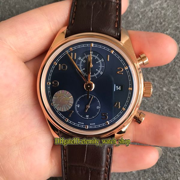 

супер zf portugieser хронограф классический 390305 cal.89361 хронограф автоматический синий циферблат мужские часы 18k розового золота секун, Slivery;brown