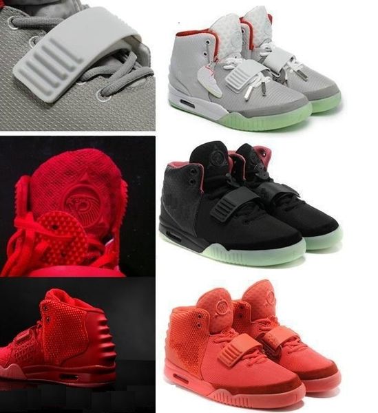 

shoes (with box) nrg kanye west black grey glow in the dark men kanye west 2 basketball shoes sneakers 7-13