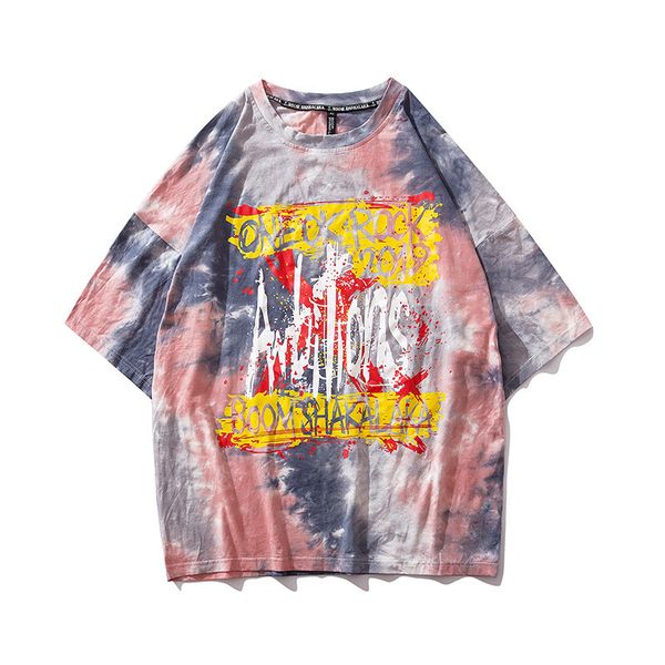 

letter graffiti print mens designer tshirts loose hip hop style short sleeve mens tees casual males clothing, White;black