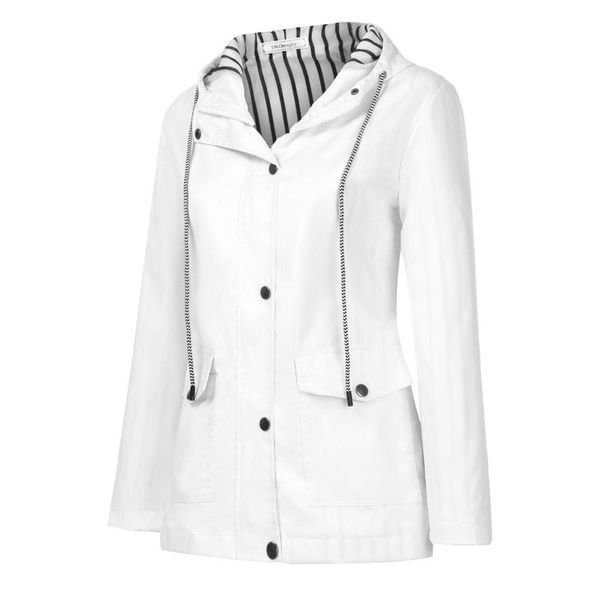 

2019 autumn and winter new fashion women solid rain jacket outdoor plus waterproof hooded raincoat windproof a55, Tan;black