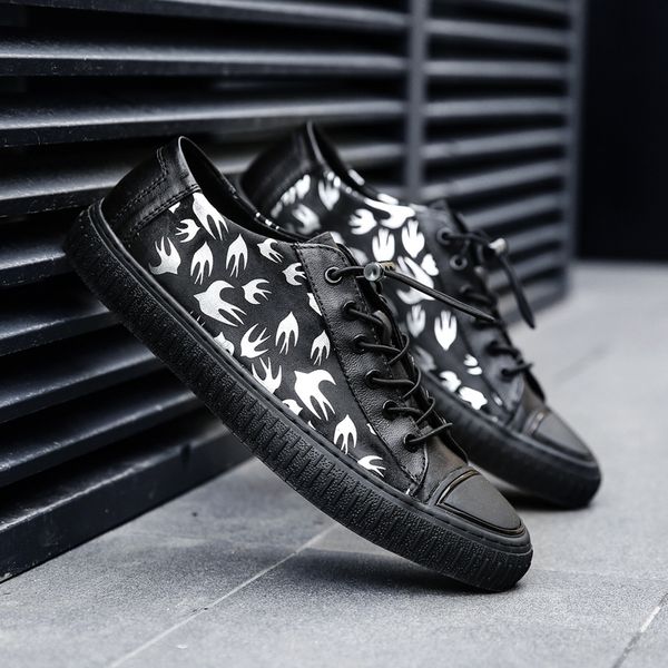 

casual shoes men non-slip genuine leather shoes male comfortable light flats walking sneakers footwear 2019 new, Black