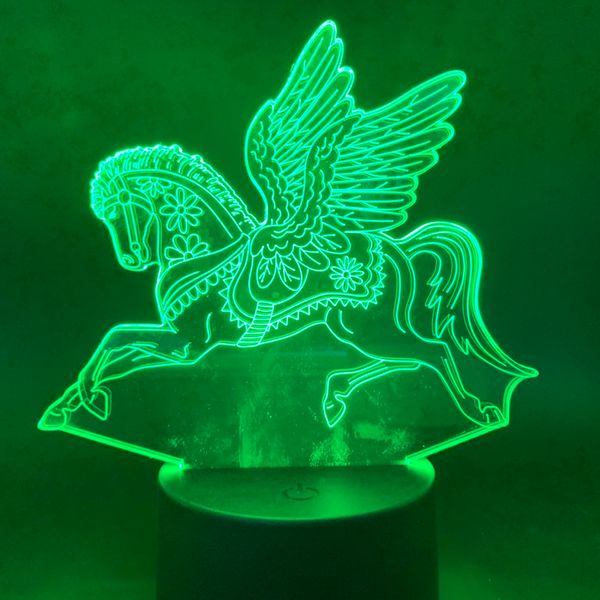 

led night light pegasus for children gift 7/16 colors changing sleeping lamp touch sensor nightlight for live room light 3d lamp