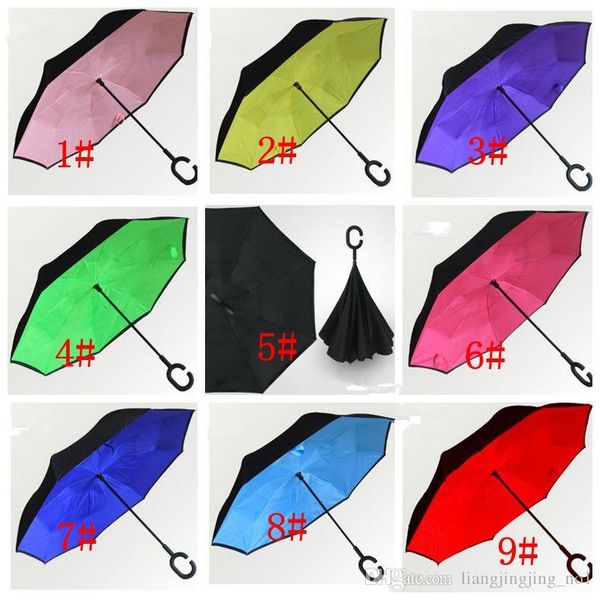 

c-hand windproof reverse double layer inverted umbrella inside out self stand windproof umbrella 40 design new kka2915