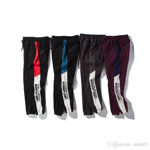 

мужские полосатый боковые штаны keep up letter printed щитовые jogger брюки спортивный sweatpants мужской hip hop high street брюки, Black