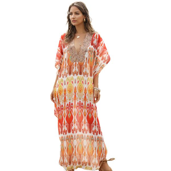 

spring-summer national robe v-neck dress women
