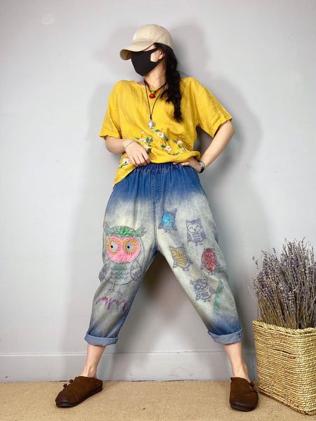 

the orchid grey silk cotton thin section day 7 minutes of pants female elastic waist belt bk4666, Blue