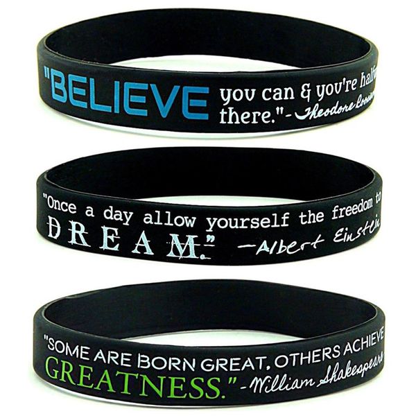 

1pc dream greatness believe focus silicone rubber bracelets wristband gifts sport motivational for adults men women teens, White