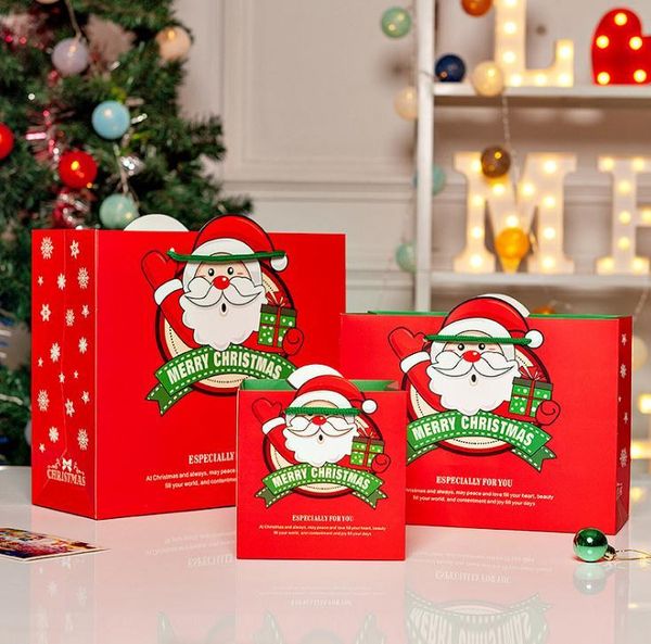 2019 Cartoon Red Portable Bag Fashion Santa Claus Pattern Gift Packing Bags Square Easy To Carry Shopping Bags From Mituhome 05 Dhgatecom