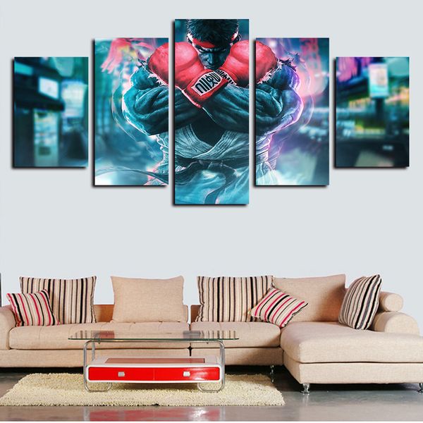 

5 panels street fighter painting modern artworks giclee canvas wall art for home wall decor abstract poster canvas print oil painting