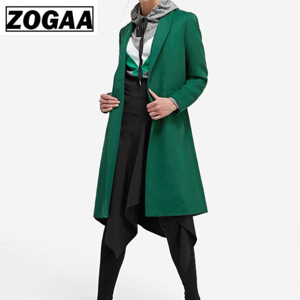 

european winter women's dark green slim long sleeve style woollen long coat, Black