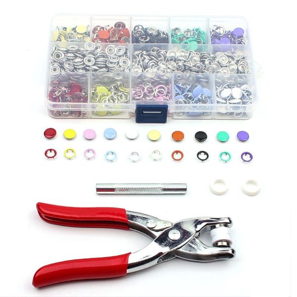 

200pcs snaps fastener and snap pliers set for sewing and crafting five-claw buckle hand-clamp tool colors metal sewing new, Black