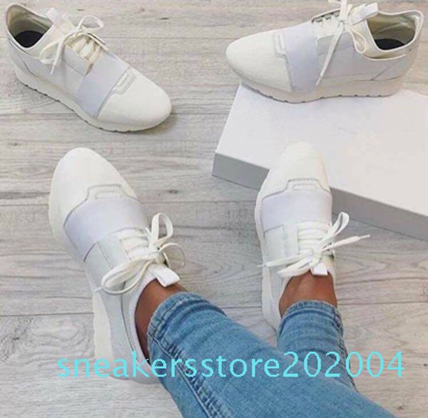 

classic brand designer sneakers men fashion leather mesh mens womens race runners trainer shoes s04, Black