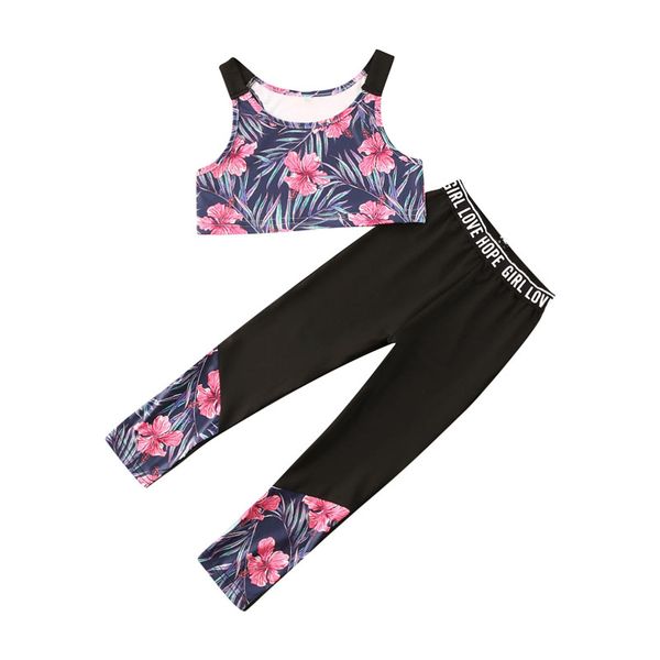 

pudcoco toddler baby girl clothes floral sleeveless ruffle vest long pants 2pcs outfits knitted cotton clothes set, White