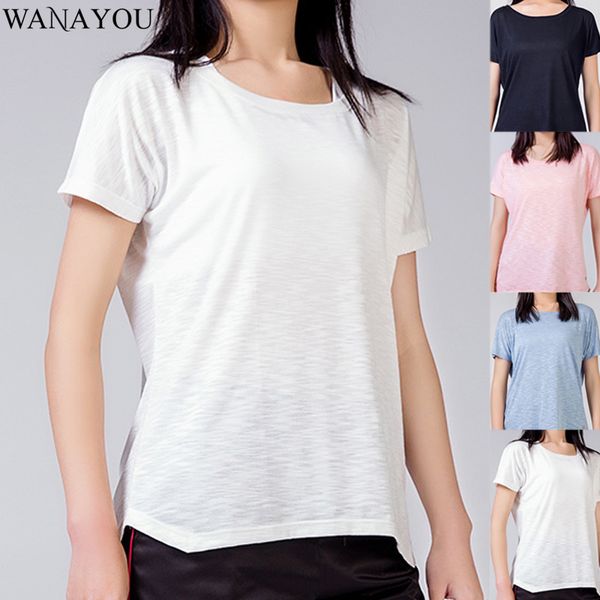 

wanayou breathable short-sleeved yoga shirts women loose quick-drying yoga running training fitness gym sports t-shirts, White;red