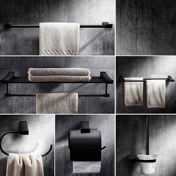 

black bathroom hardware sets soild brass towel rack bathroom accessory set,oil rubbed bronze toilet paper holder towel ring