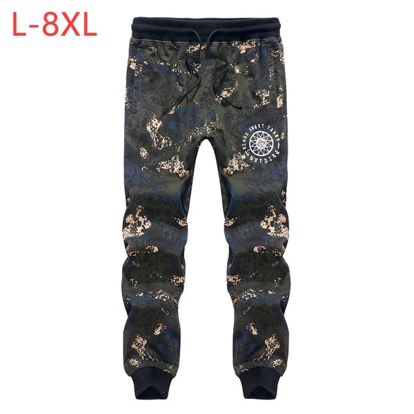

big size 8xl mens tracksuit bottoms cotton male joggers pants stretch men overalls brand track trousers pants men, Black