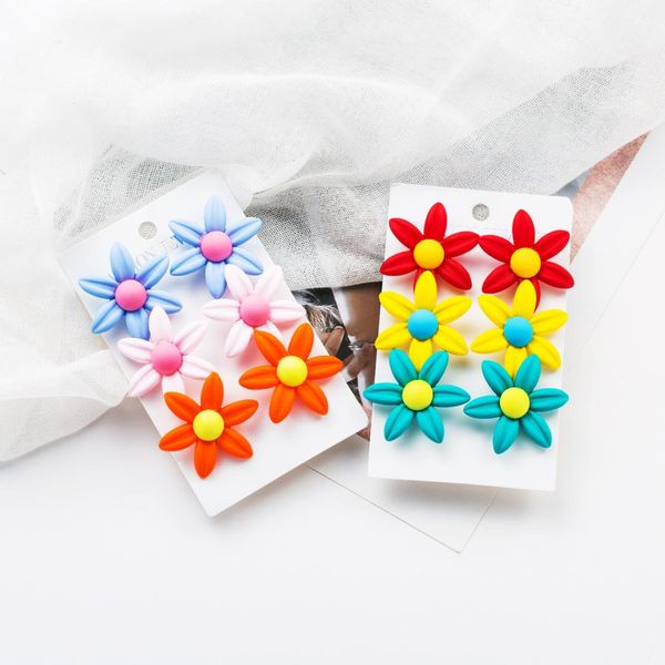 

2019 новое прибытие милый завод смолы женщин гипербола серьги маленькие свежие серьги с цветными цветами мода женщин ювелирные изделия, Golden;silver