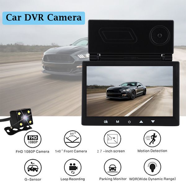 

hd 1080p 4.2'' display dual lens vehicle car dvr video camera recorder dashboard dash 140Â° degree cam g-sensor rear camera