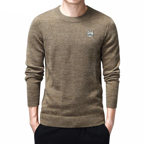 

embroidery sweater men warm o-neck pullovers homme kintting long sleeve sweaters dress and pullover 3xl knitwear pull j675, White;black