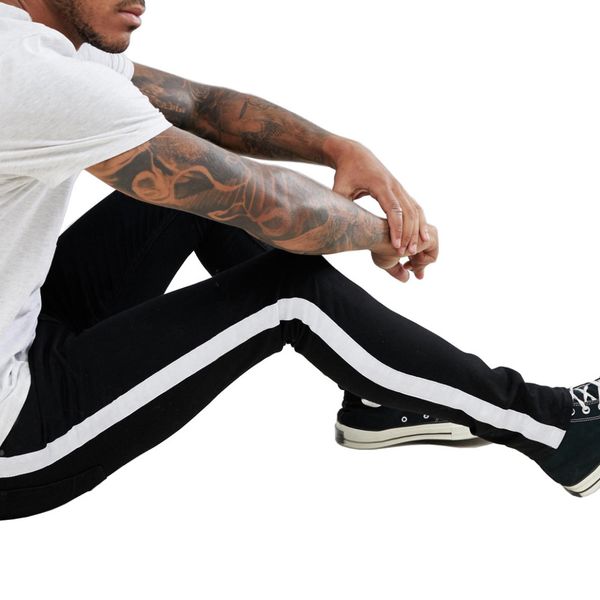 

black striped mens 19ss designer jeans men clothing spring autumn slim fit street jean pants, Blue