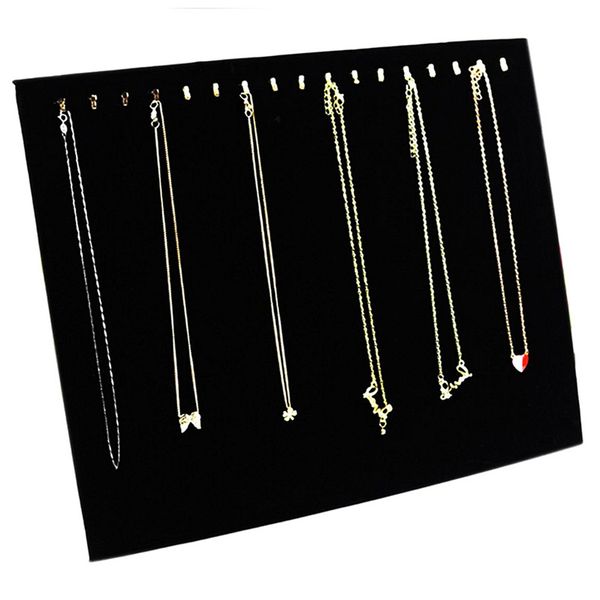 

women pendant 17 hooks velvet necklace rack jewelry storage display stand bracelet board, Pink;blue