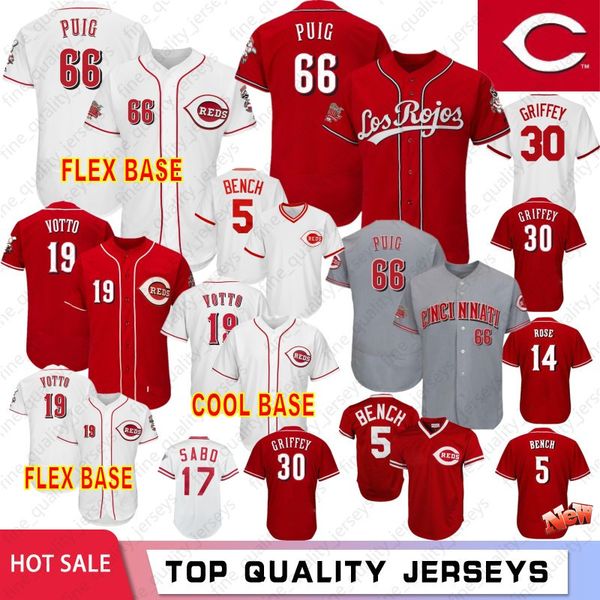 

66 Yasiel Puig 5 Johnny Bench Cincinnati Baseball Jerseys Reds 19 Joey Votto 30 Ken #Griffey Jr 11 Barry Larkin 14 Pete Rose 17 Chris Sabo