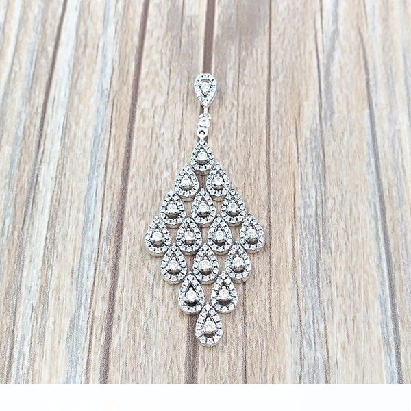 

new 925 silver beads cascading glamour necklace & pendant, clear cz necklace fits european pandora style jewelry charms & beads 396262cz-80