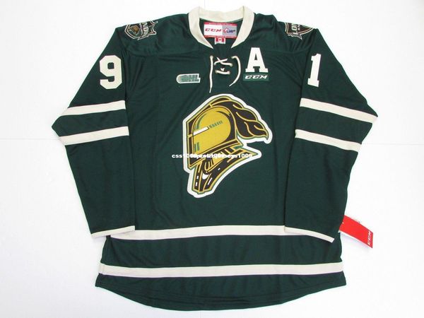 

custom nazem kadri ohl london knights green ccm hockey jersey stitch add any number any name mens hockey jersey xs-6xl, Black;red